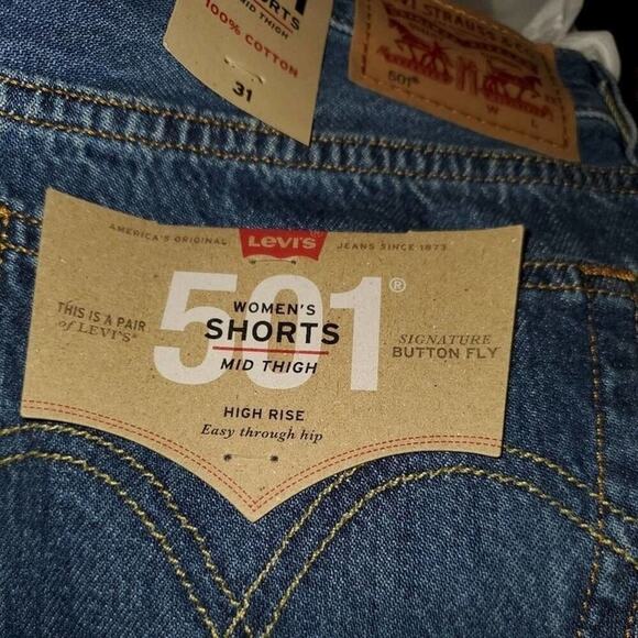 Levis 501 high rise Raw Hem Mom Denim jean shorts plus size 16W new!!! - Picture 5 of 9
